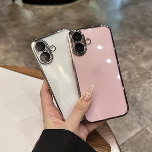 Apple iPhone用高級メッキシャイニーケース1615 13 14 11 12 Pro Max Plusレンズ保護クリアグリッター超薄型ハードPCカバー - Product Image 1