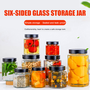 Saklama kavanozları Set mutfak altıgen bal cam kavanozlar 100ml 150ml 220ml 250ml 280ml 380ml 500ml cam 750 reçel için