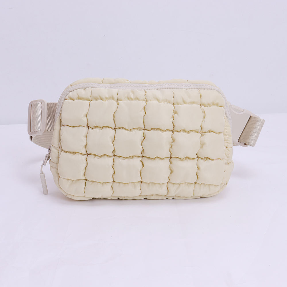 # Beige Puffer Belt Bag