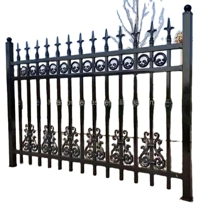 Cercas de aço forjado sustentáveis customizáveis, fácil montagem para cercas decorativas de segurança e jardim de restaurantes e casas