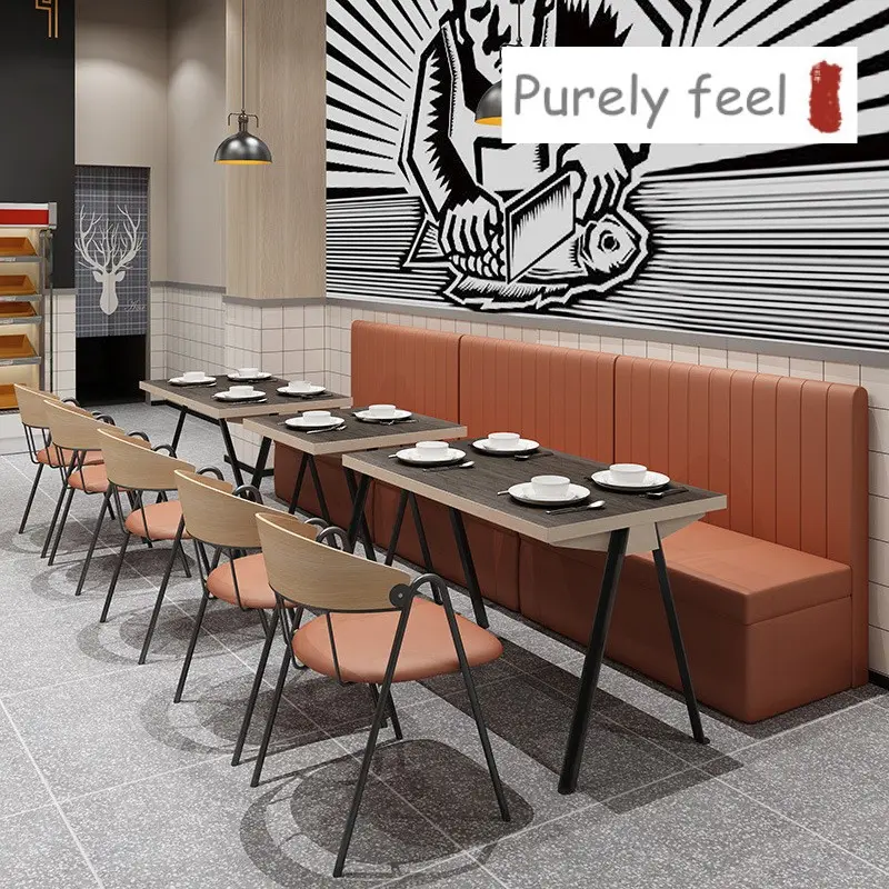 Combinación de mesa y silla de tienda de té con leche PurelyFeel de sofá de cabina roja de red de restaurante de catering comercial