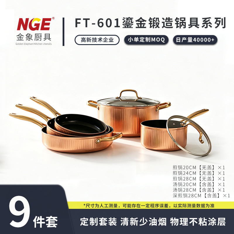 FT-601 Gilded Forged Cookware Series 9-Piece Set