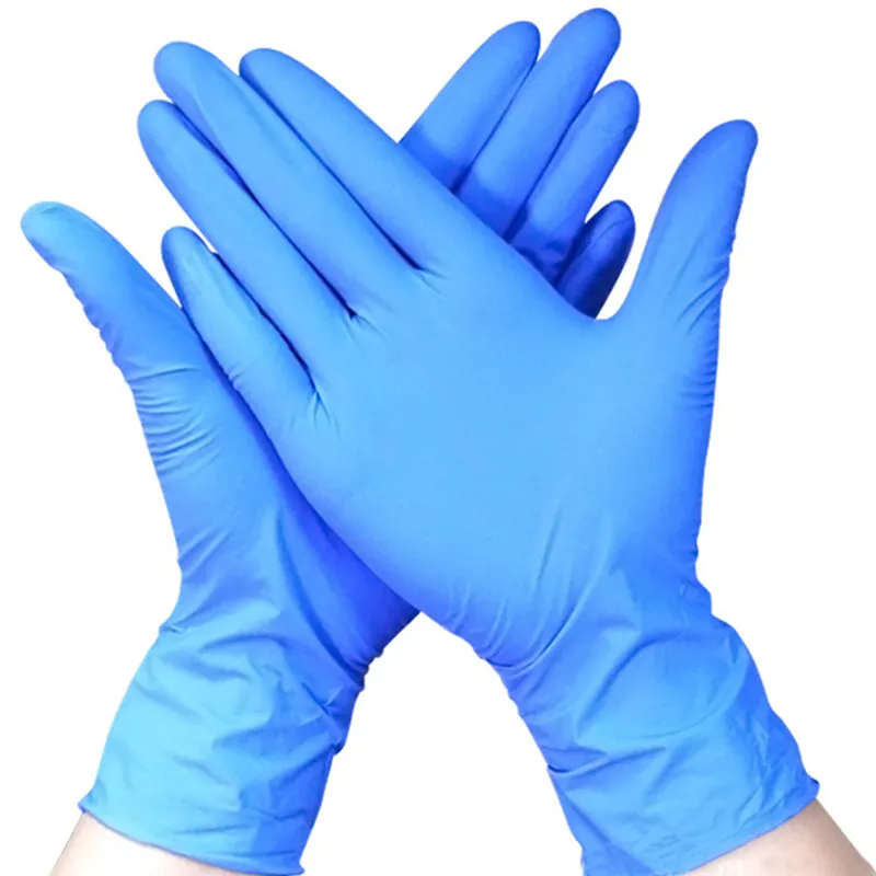 100 pièces/boîte cuisine étanche ménage bleu poudre gratuit jetable synthétique Nitrile gants