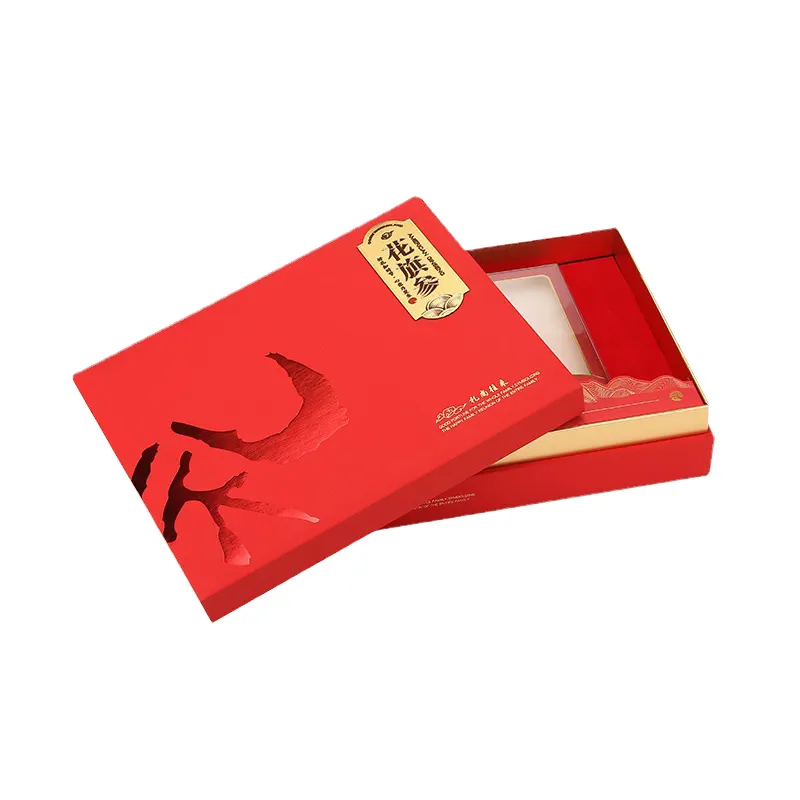 Red Festive Gift Package Box Bird&#39;s Nest Ganoderma Lucidum Spores Ginseng Health Care Product Gift Packaging Box