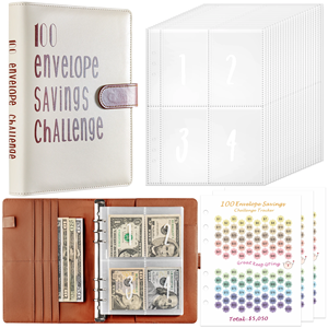 Save Money <strong>Challenge</strong> PU Leather Color <strong>Matching</strong> 100 Day Cash <strong>Challenge</strong> With Savings and Binder Budget Book - Product Image 1