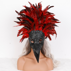 Mặt nạ lễ hội Venice với lông vũ thật được may thủ công dành cho lễ hội Burning Man, đạo cụ trang phục chính hãng với lông vũ thật - Product Image 1
