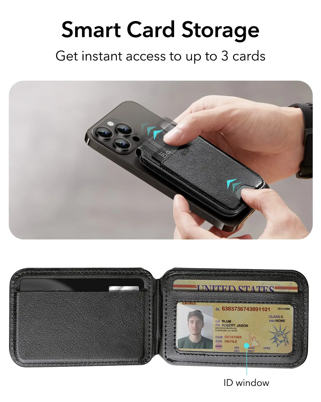 กระเป๋าเงินหนังโทรศัพท์ระบบแม่เหล็กสำหรับธุรกิจที่ใส่บัตรเครดิต