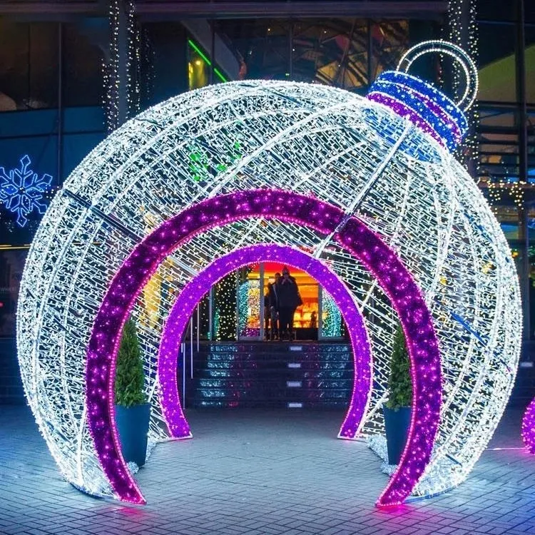 Outdoor Commercial Christmas Street Dekorationen Riesen Led Acryl 3d Ball Motiv Lichter