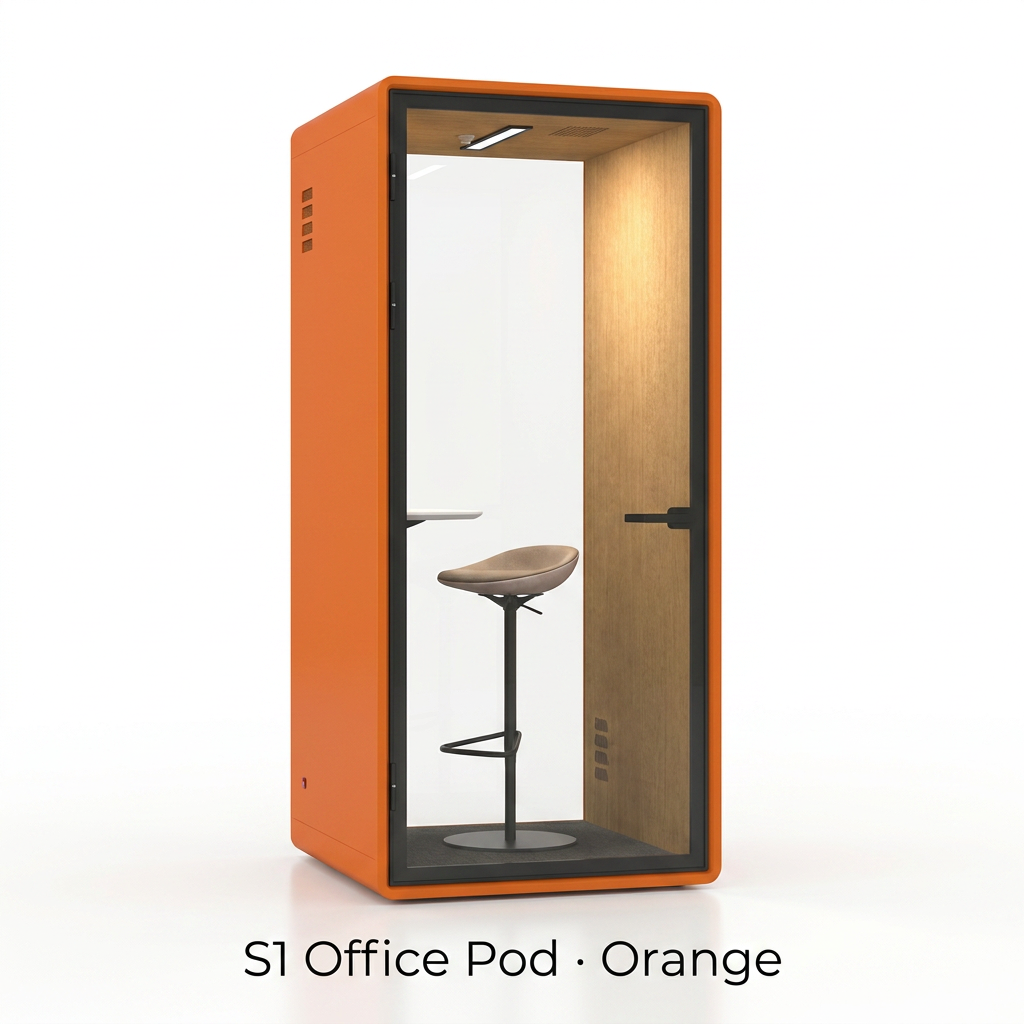 Cabine de bureau insonorisée pour 1 personne - Acoustique 30dB - Orange