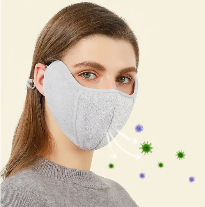 Inverno morbido pile spesso abbigliamento sportivo delicato sulla pelle copertura protettiva per la bocca lavabile agli ioni d'argento maschere per il viso
