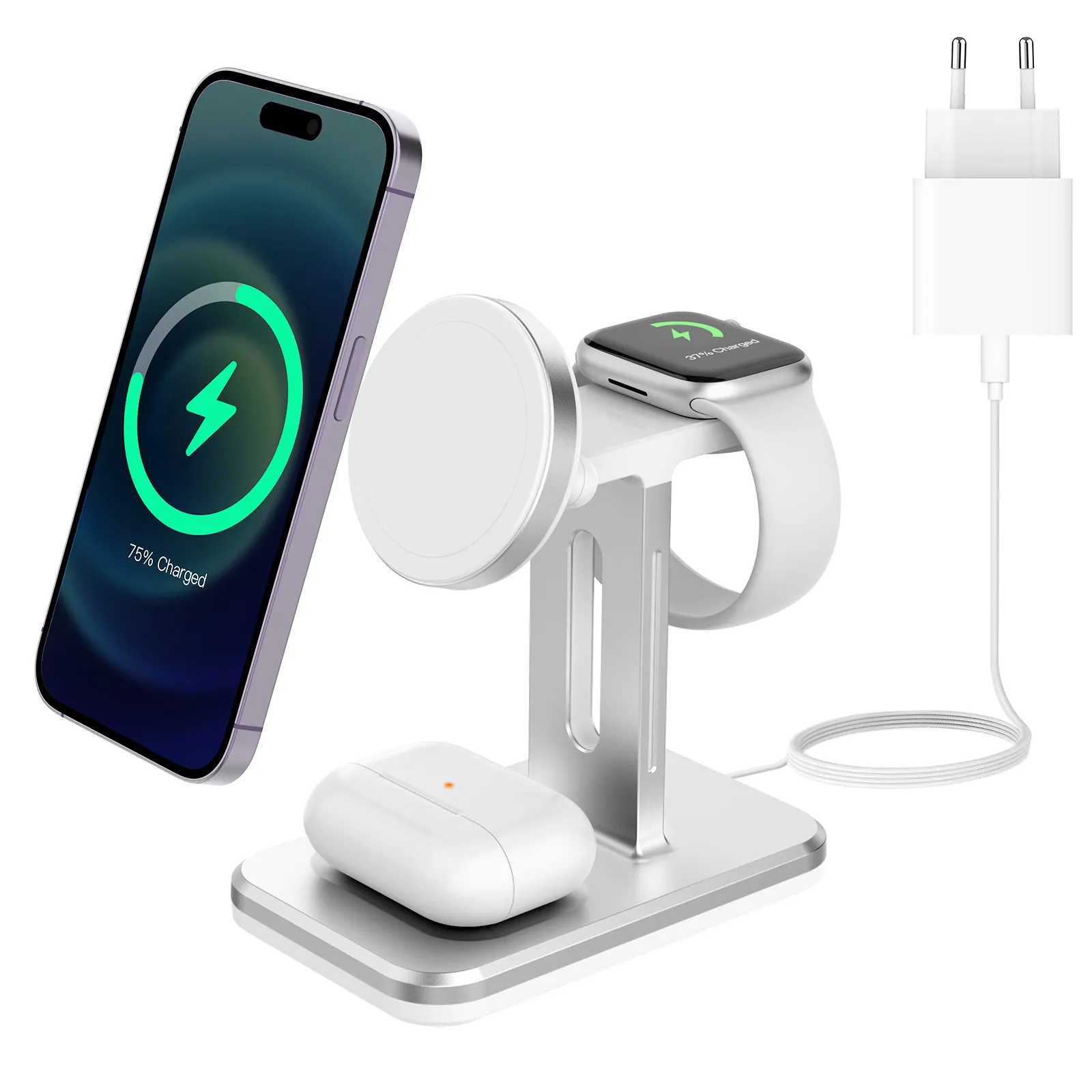 Caricabatterie Wireless magnetico 3 In 1 supporto per la ricarica rapida 15w supporto per cellulare Dock Station portatile 4 in1 ricarica Wireless