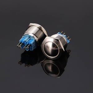 25mm DPDT impermeabile IP67 On-Off interruttore a pulsante LED sorgente luminosa autobloccante rosso momentaneo 12V/24V 5A Flat Push - Product Image 2