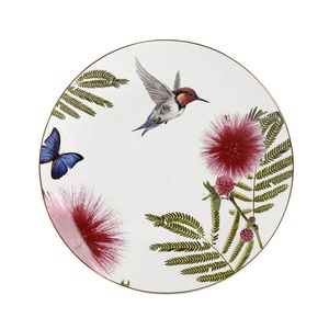陶瓷圆盘甜品盘套装蝴蝶花贴花餐盘 - Product Image 4