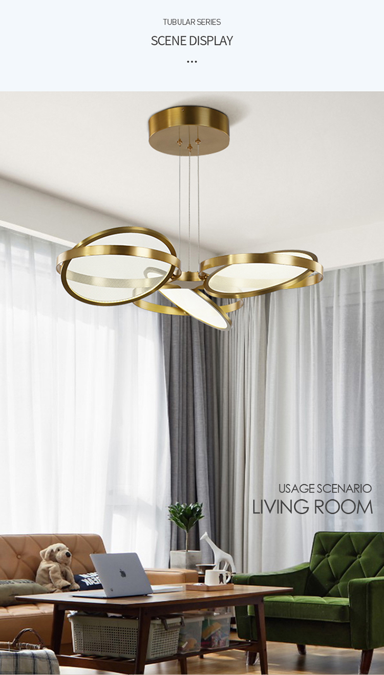 ZUN Design Brass Circle Modern Style LED Chandelier brass globe pendant Light Fixture For Hotel