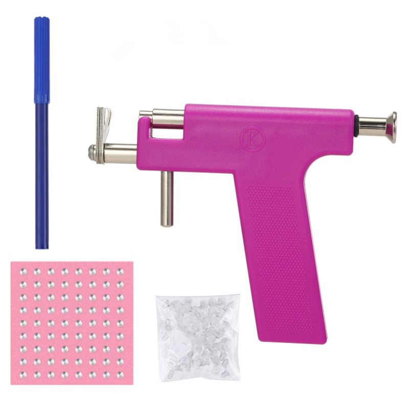 Pistolet à oreilles violet + 98 clous d'oreilles + bouchons d'oreilles