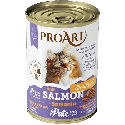ProArt Cat Sterilised Wet Food Pate with Salmon Complete And Balanced Adult Cat Food Additional Artificial Flavor