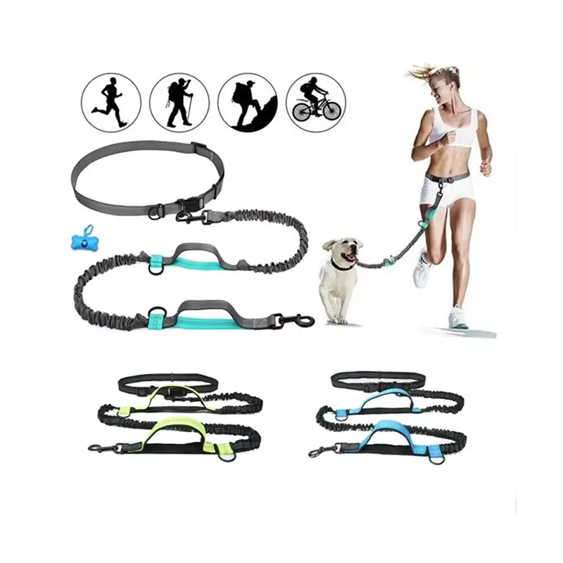 Collar de entrenamiento para perros, correas elásticas reflectantes retráctiles de nailon para correr al aire libre, manos libres