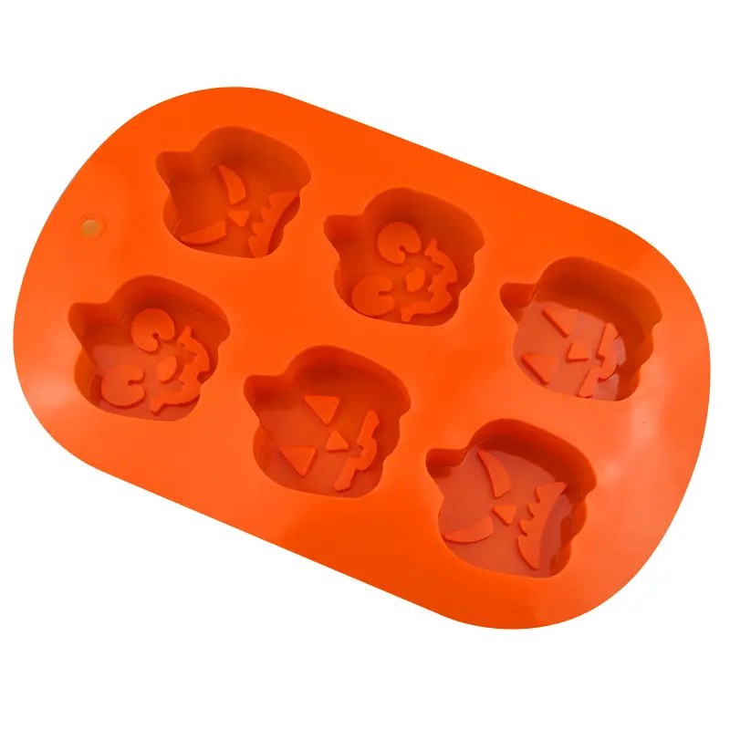 Không dính 6 evens 3D Halloween bí ngô bakeware công cụ làm bánh mì Khay biscuit Silicone khuôn bánh