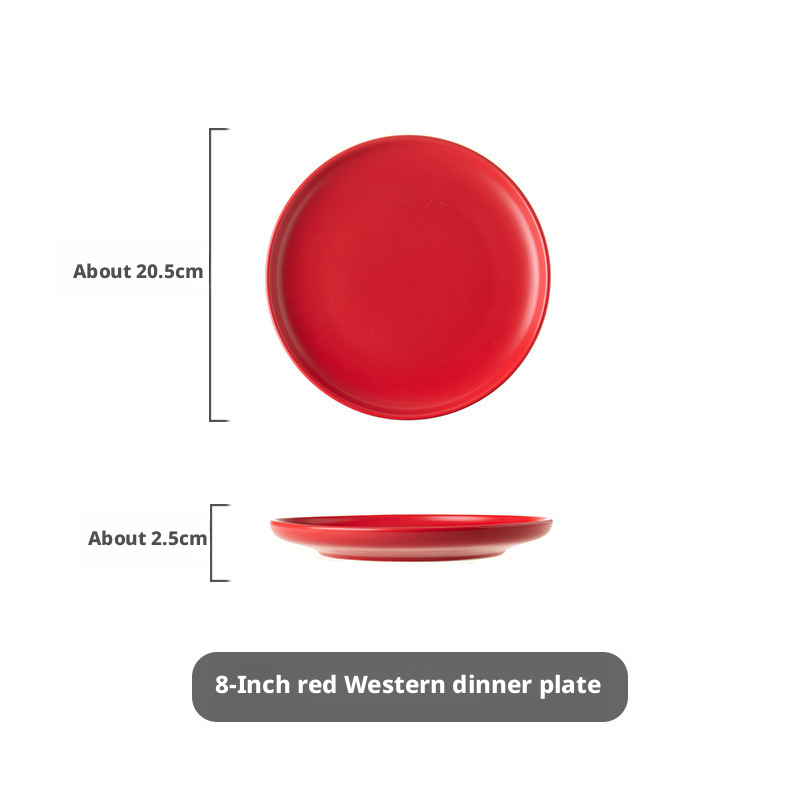Plateau à pizza rond rouge mat de 8 pouces