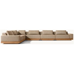 Ngoài Trời Vườn Bọc Đệm Cắt Rắn Gỗ Tếch Sofa Đặt Đồ Nội Thất L Hình Dạng - Product Image 2