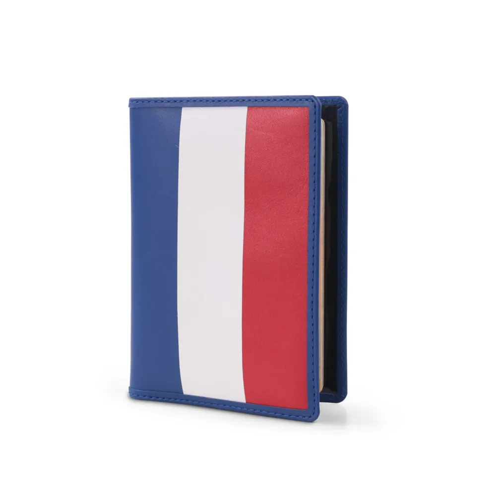 Supporto per passaporto in stile francese da viaggio in pelle PU personalizzato con motivo di stampa Logo personalizzato all'ingrosso