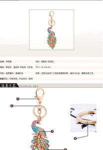 Lilangda Custom Metal <strong>Key</strong> Chains 4 Colors Bling Rhinestone Elegant Colorful Peafowl Peahen Keyring Bag Pendant Peacock Keychain - Product Image 4