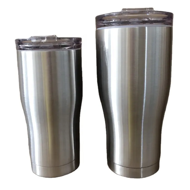 USA warehouse silver sublimasi 20oz & 30oz, Tumbler lengkungan Modern dinding ganda, cangkir Tumbler Stainless Steel