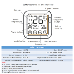Tuya WiFi IR termostato LCD Touch Screen pulsante Wireless telecomando incorporato sensore di temperatura e umidità Alexa - Product Image 4