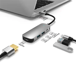 <strong>USB</strong> <strong>C</strong> Hub Multiport <strong>Adapter</strong> 4 in 1 with HDTV 4K <strong>Type</strong>-<strong>c</strong> 3.0 Ports and 100W Power Delivery Qianji HUB 5 in 1 for Laptop MacBook - Product Image 3