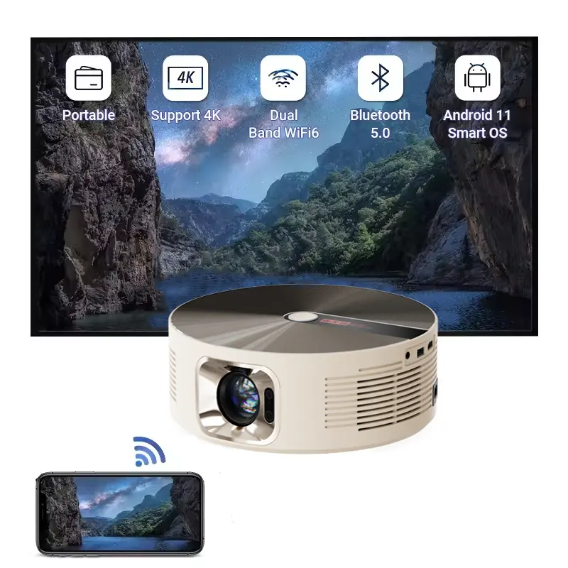 Popular Hot MIni Portable Projector Factory OEM Less Cost 1080P HD Pocket LCD LED Mini Android Home Video Projector