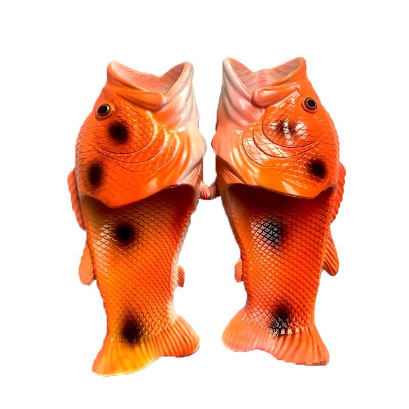 Pantoufles poisson - orange rouge - taille adulte 46/47