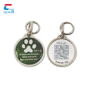 Etiqueta personalizada para mascotas con ribete de metal NFC programable con código QR y URL, collares con etiqueta para perros - Product Image 5