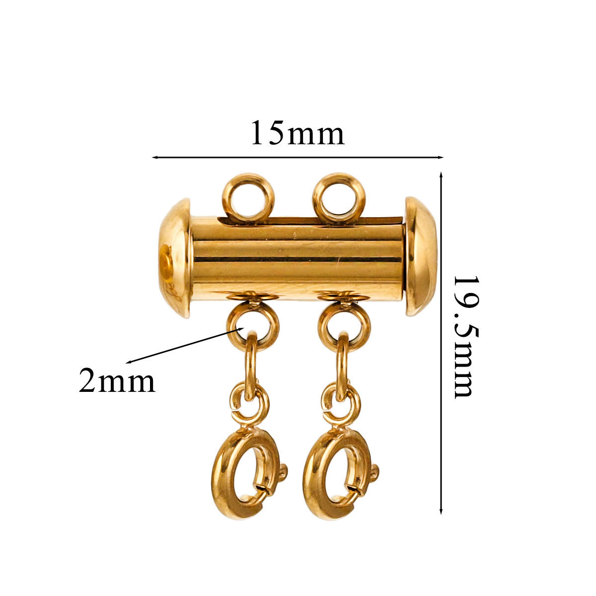 Fermoir ressort doré 6mm-2 trous