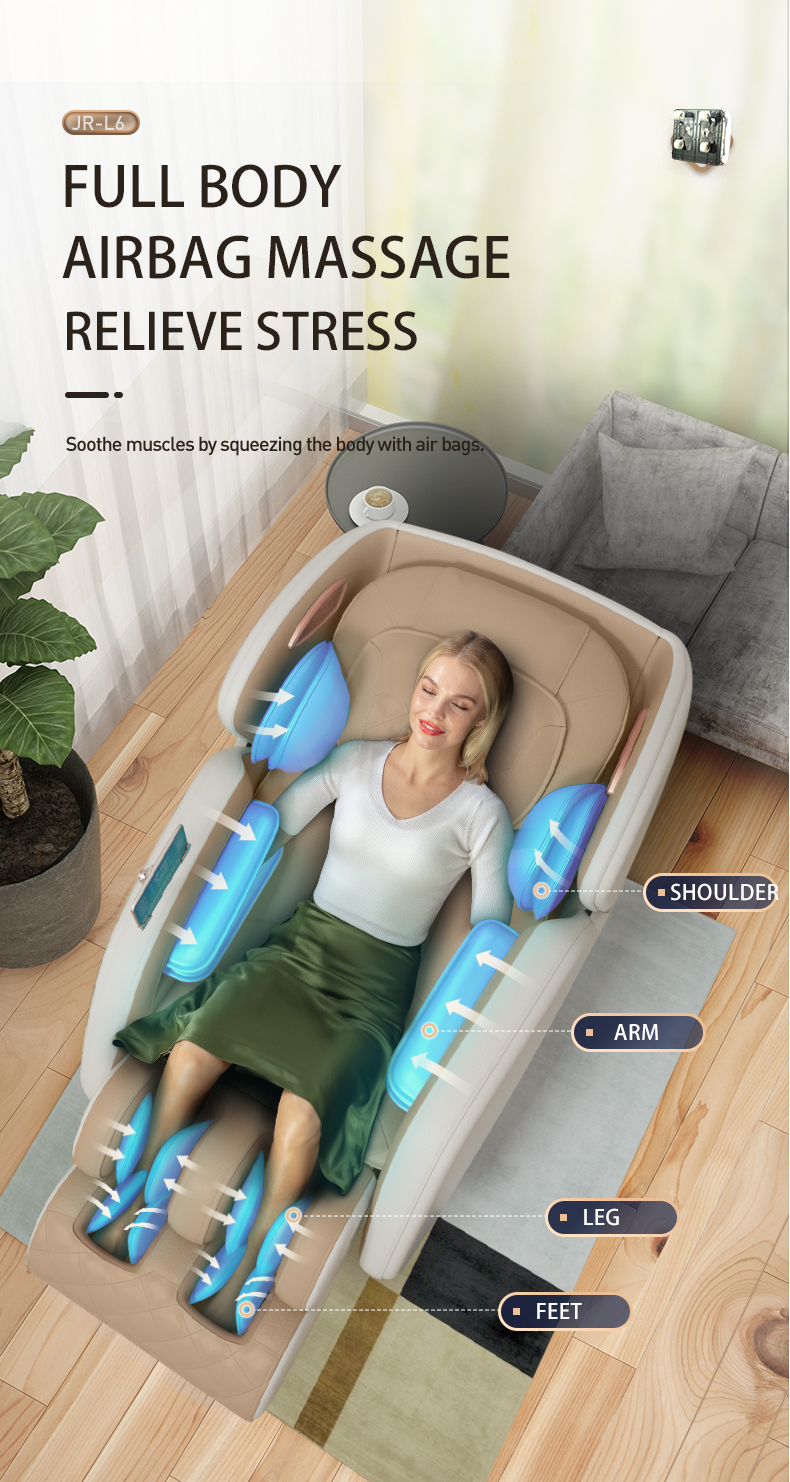 Jare L6 Wholesale Factory Price Luxury 4D Zero Gravity Shiatsu Roller Electric Kneading Back Heating Full Body Massage Chair