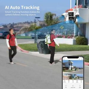 8K 16MP 4 lens 3-Screen 10X optik Zoom IP cctv gözetim kamera wifi renk gece görüş İnsan algılama ağ kamerası - Product Image 5