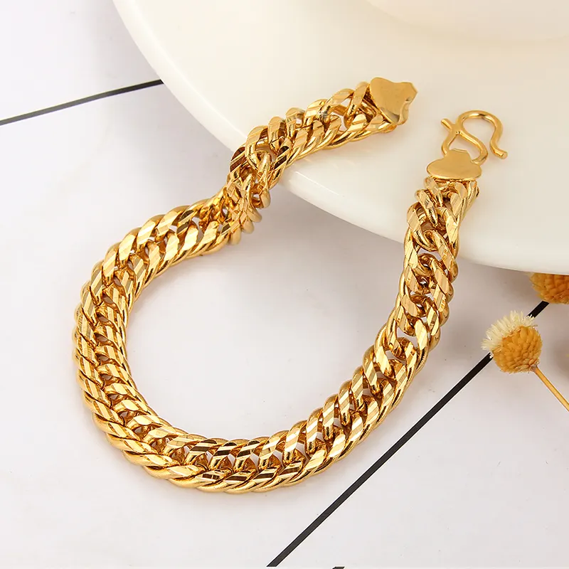 Nuovo oro puro colore cavo Bracciali A Catena Per Le Donne ragazze, di modo 24k oro GP 8 millimetri braccialetto largo 18cm di lunghezza