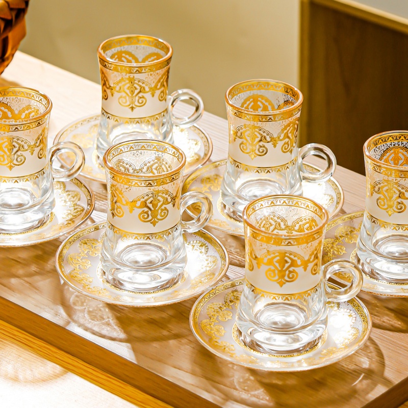 Style J:120ml Glass 6 Cups and 6 Saucer