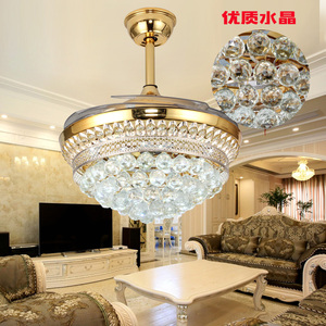 42英寸现代吊扇水晶豪华吊灯照明天花板风扇带灯遥控 - Product Image 5