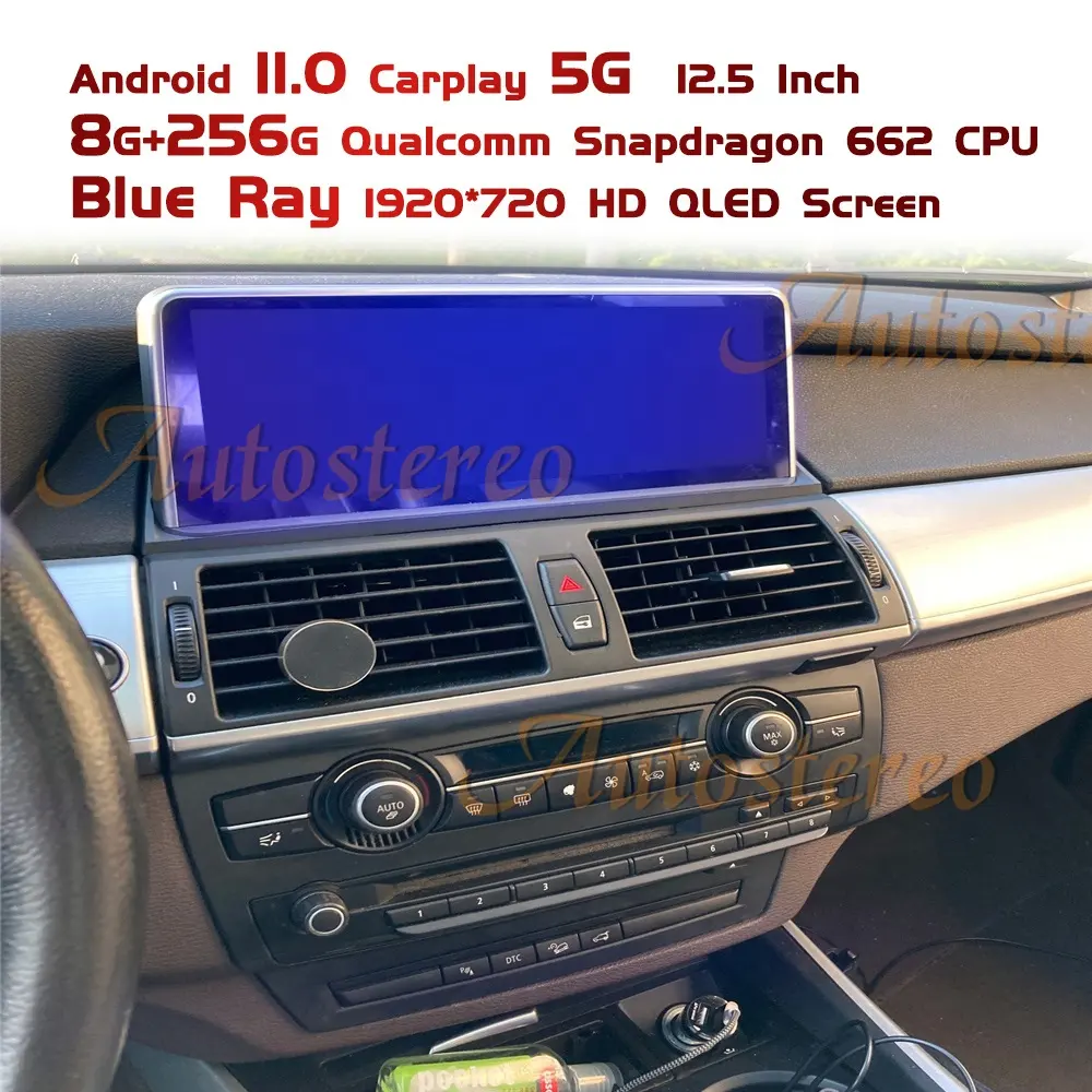 Azul Ray Android11 256G + 8G 12,3 "5G reproductor Multimedia para auto BMW serie 5 540 550 F07 2009-2017 estéreo de coche navegación GPS Radio
