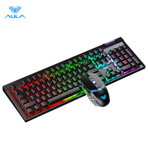 AULA T610 2,4G Combo de ratón de teclado inalámbrico para juegos recargable con iluminación fresca para escritorio de oficina y juegos