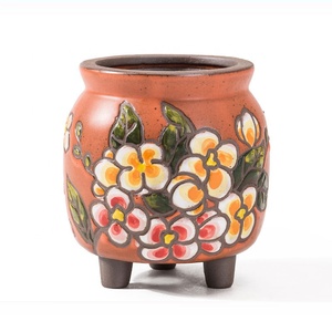 植物多肉植物OEM用手描きフラワーポットプランターコンテナクレイポットセラミックポット - Product Image 6