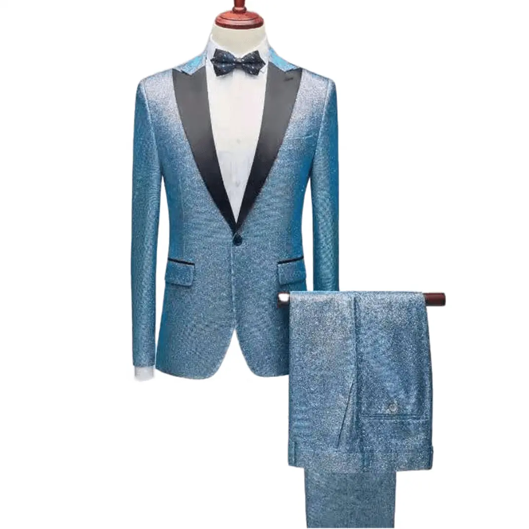 Abito da sposa di lusso da sposo blazer da uomo in 3 pezzi abiti Slim Fit per uomo Costume Business formale festa blu Navy classico