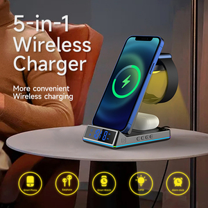 高速目覚まし時計ワイヤレス充電器スタンド携帯電話充電ホルダーランプ付きワイヤレス充電器最新の5in1ポータブル3in1 Z6 - Product Image 4