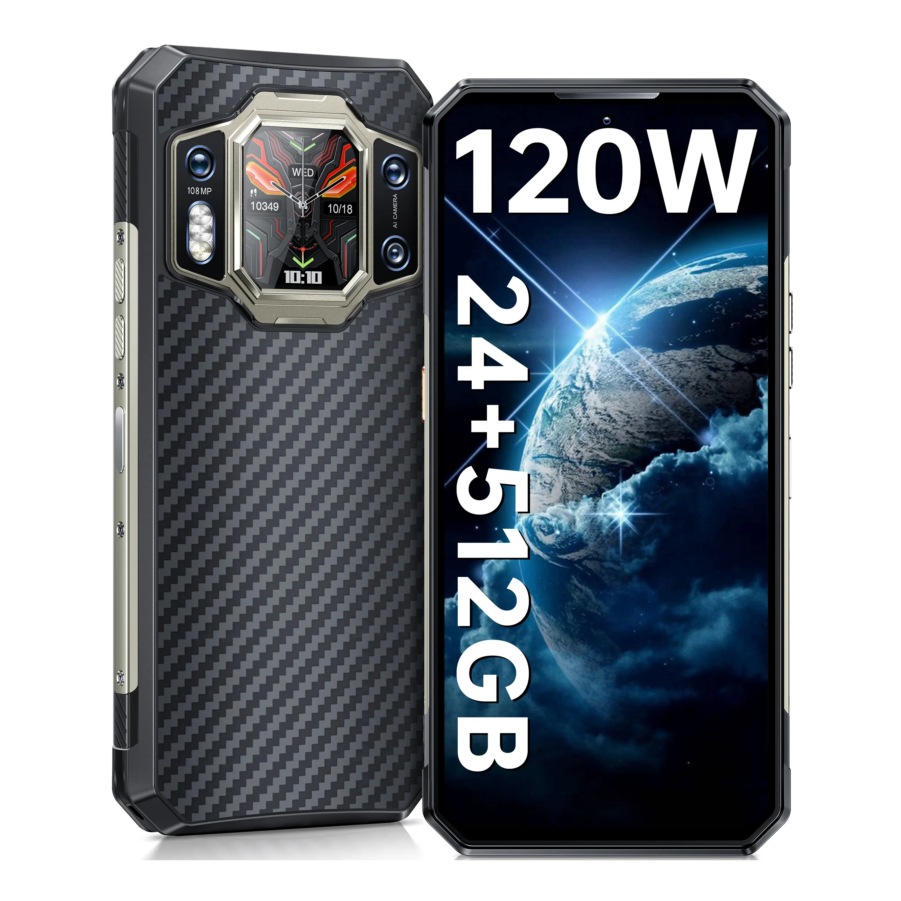 Teléfono inteligente OUKITEL WP30 Pro 5G versión global 6,78 "FHD + 12GB + 512GB teléfono móvil para juegos 120W carga rápida Android teléfono resistente