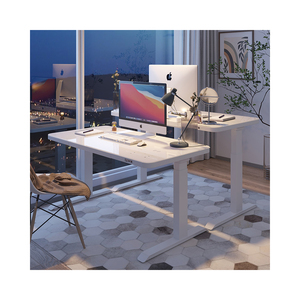 Alta qualità semplice vetro temprato scrivania per ufficio apprendimento della gamba a forma di T design computer moderna scrivania da ufficio - Product Image 1
