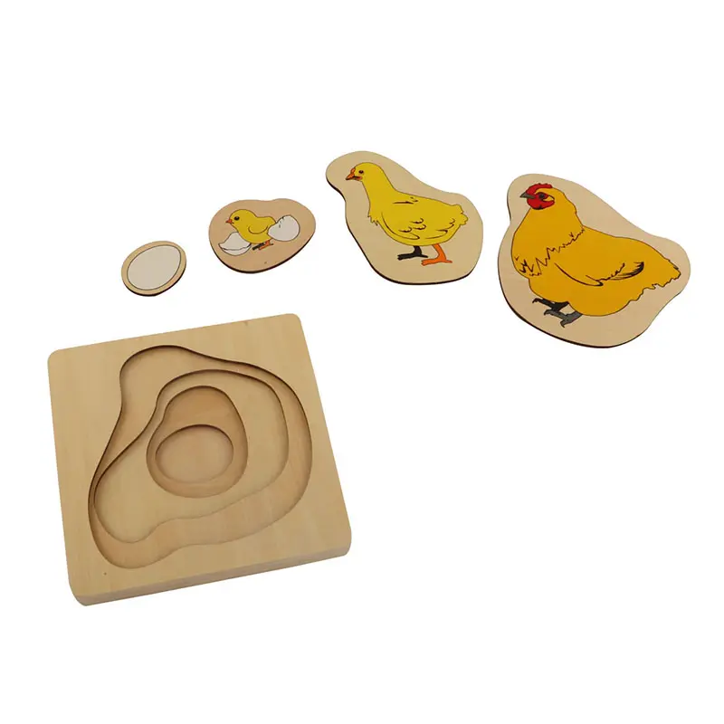 BO060 خشبية التعليمية مواد مونتيسوري اللعب تنمية الدجاج مونتيسوري لغز