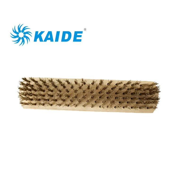 2023 ISO Certified Industrial Grade Copper Wire Board Brush Block Steel Bristle Brush com alça de madeira para polimento