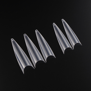 Çivi ipuçları kutu plastik 500 adet temizle ekstra uzun xxl sivri yanlış yapay c eğrisi stiletto tırnak ipuçları - Product Image 6