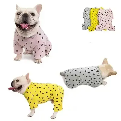 Pyjama en velours bouledogue chaud doux lettre imprimé chiot chien vêtements vêtements pour animaux de compagnie combinaison coton chien pyjamas