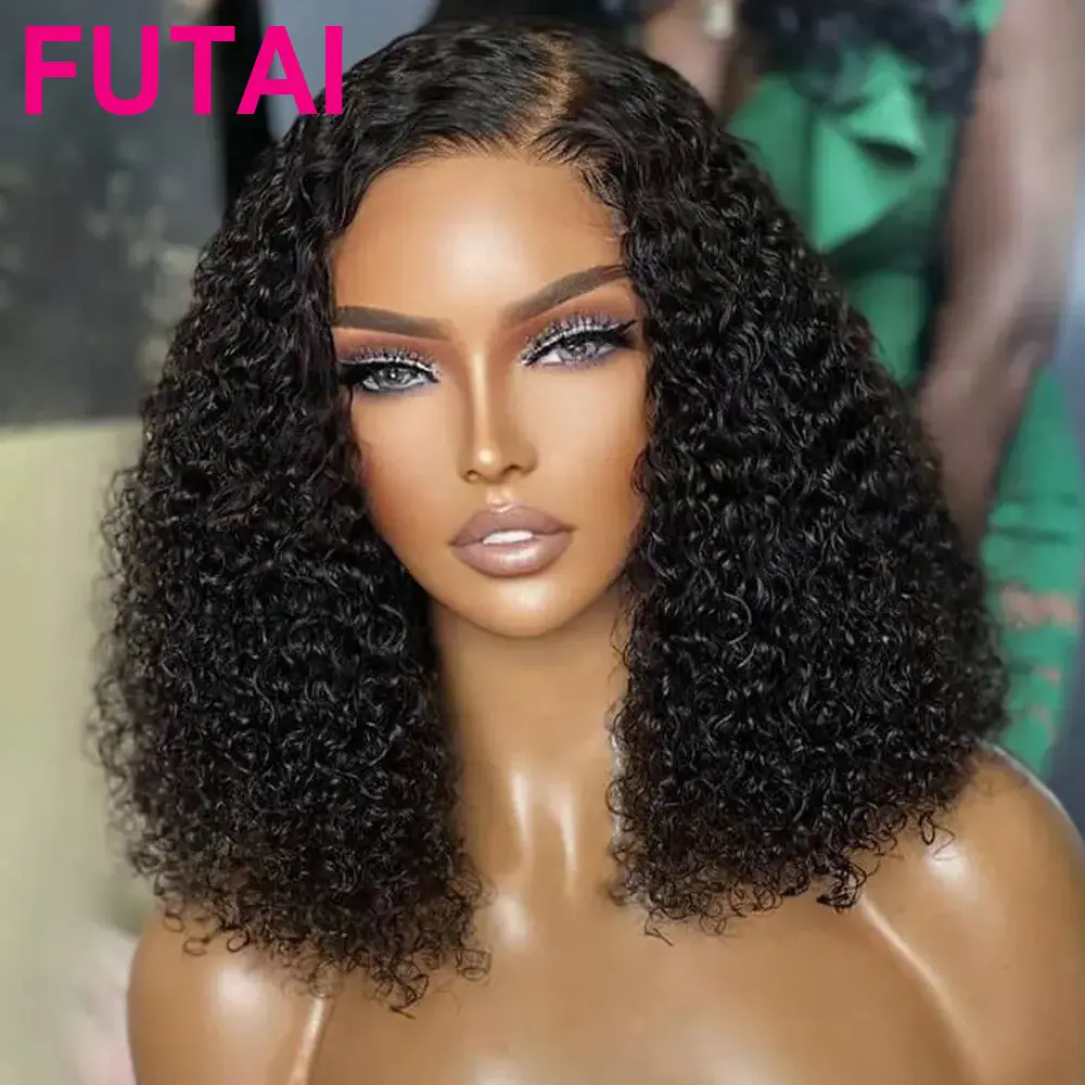 Peruanas Bob Curto Perucas de Cabelo Humano Lace Front HD Lace Frontal Perucas Kinky Curly Full Lace Peruca De Cabelo Humano Para Mulheres Negras Fornecedores